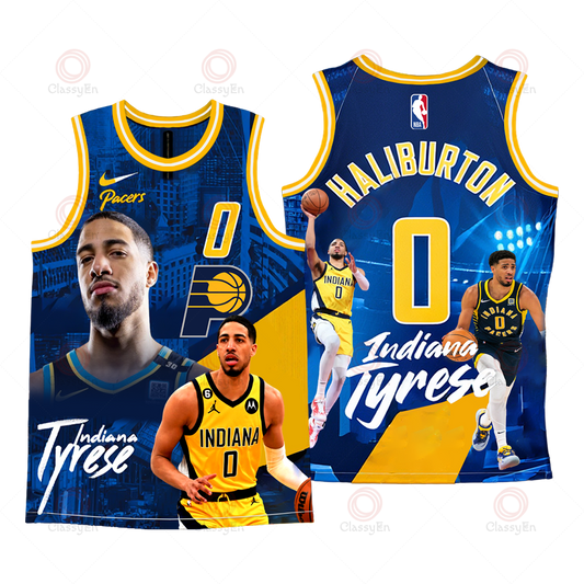 Indiana Pacers Basketball Tyrese Haliburton Pacers Team 3D Basketball Jersey