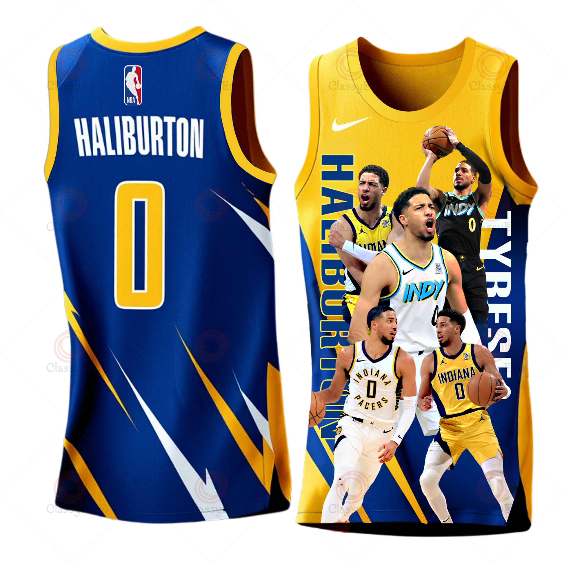 Indiana Pacers Tyrese Haliburton Indiana Basketball 3D Basketball Jersey