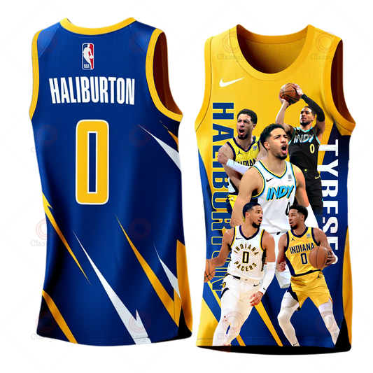 Indiana Pacers Tyrese Haliburton Indiana Basketball 3D Basketball Jersey
