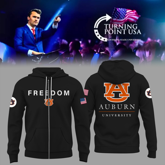 Charlie Kirk Memorial - Auburn University Turning Point USA ZIP Hoodie - Auburn Turning Point Freedom Shirt