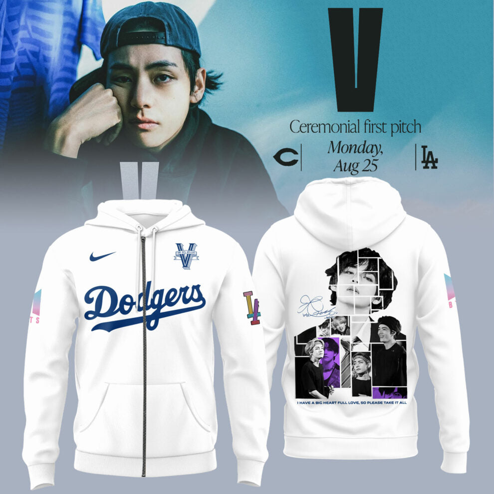 V BTS x Los Angeles Dodgers ZIP Hoodie Special Version