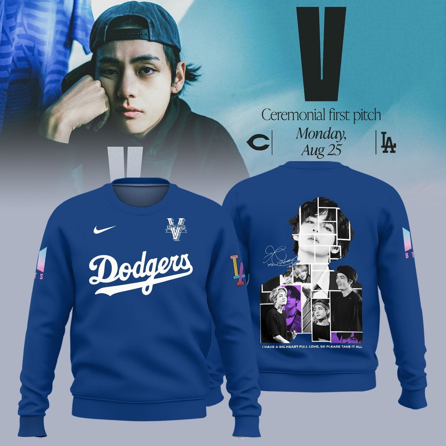 V BTS x Los Angeles Dodgers Sweatshirt