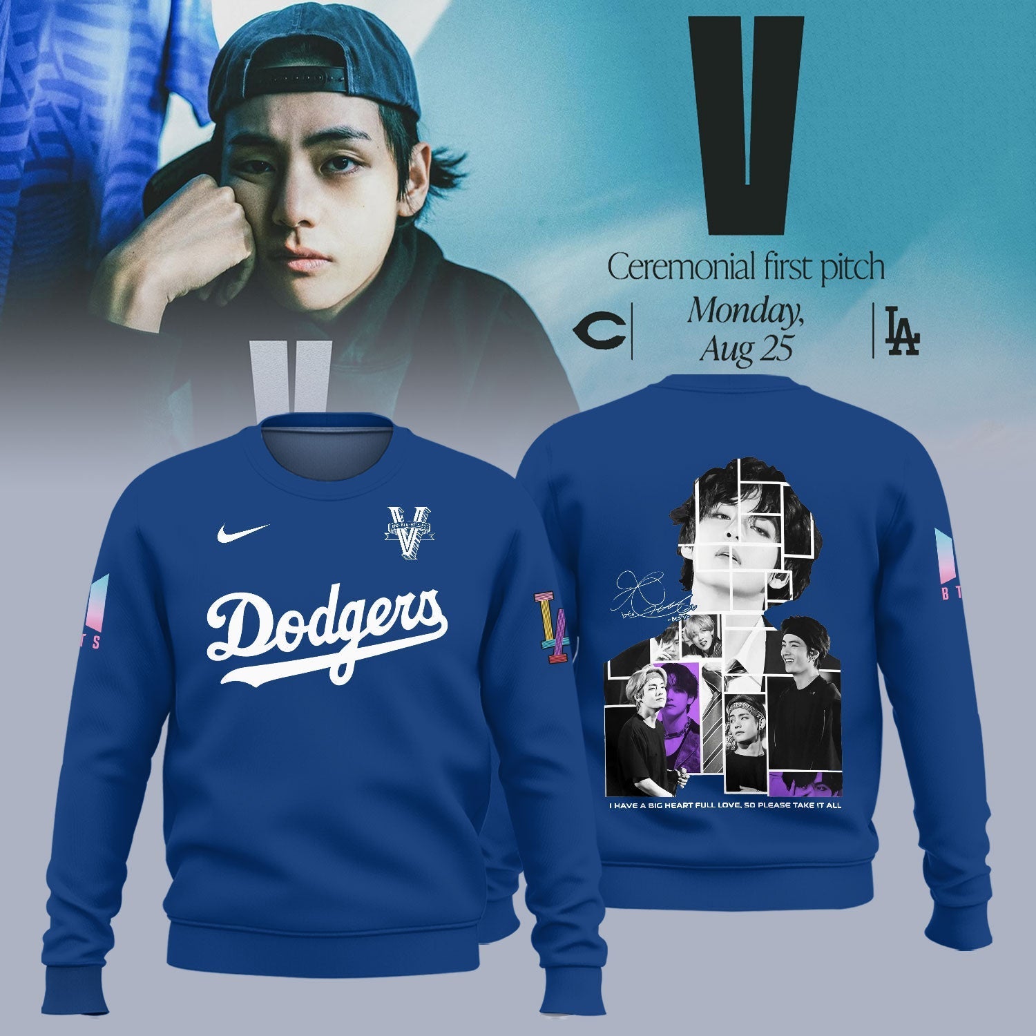 V BTS x Los Angeles Dodgers Sweatshirt