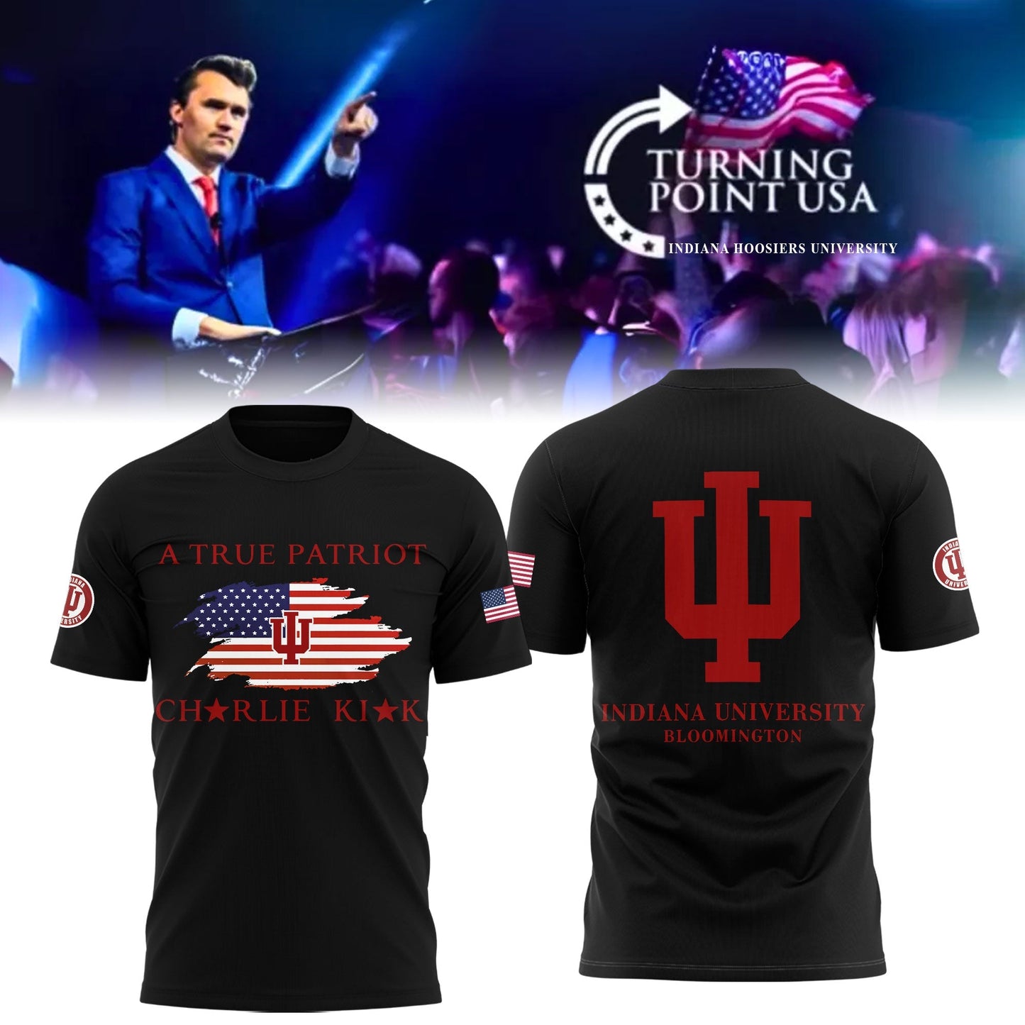 Charlie Kirk Memorial - Indiana University Turning Point USA Hoodie - Indiana Turning Point Freedom Shirt