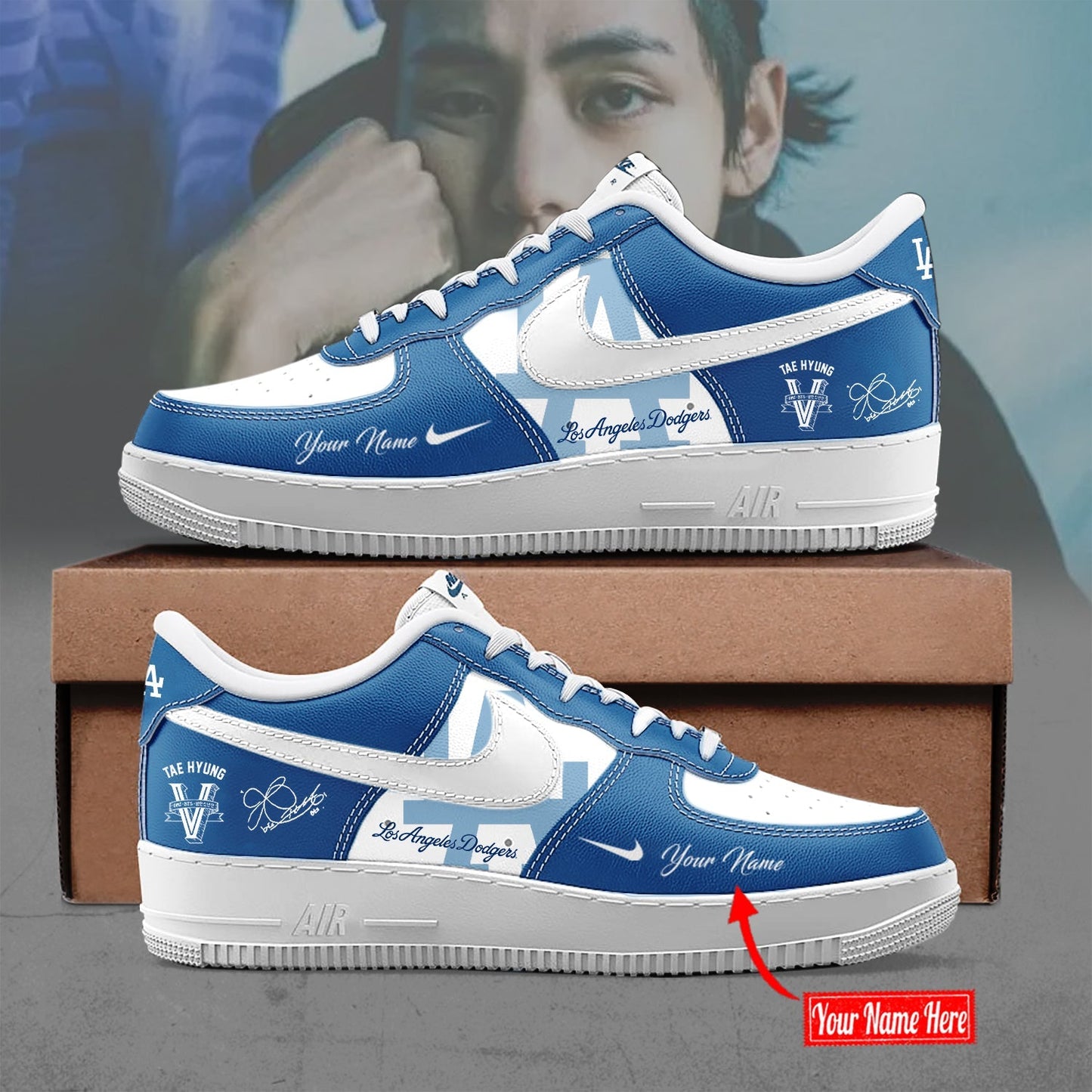 V BTS x Los Angeles Dodgers AF1 Sneaker Special Version
