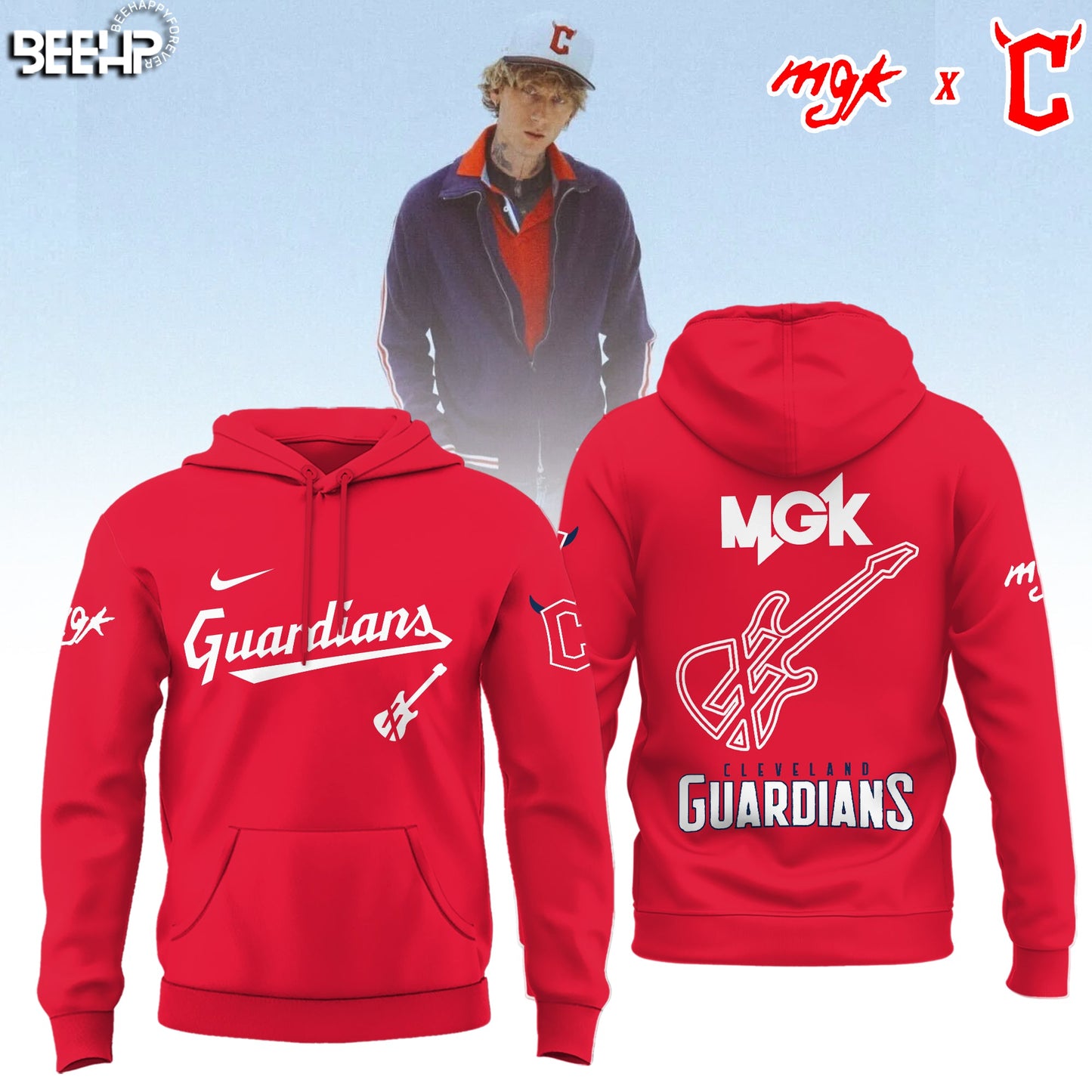 Cleveland Guardians x Mgk 2025 Limited Editions Baseball Hoodie