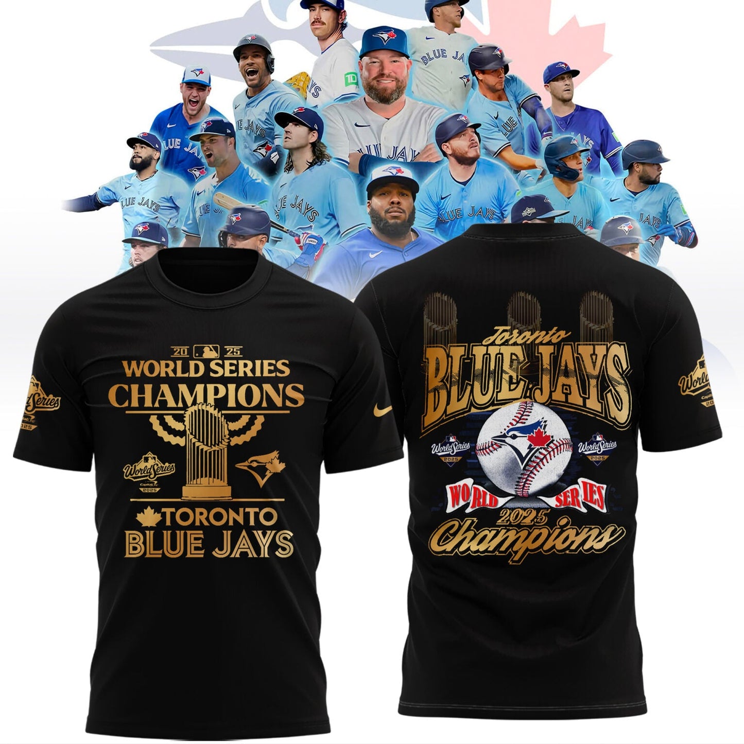 Limited Edition Toronto Blue Jays World Series Champions 2025 Combo T-Shirt Black