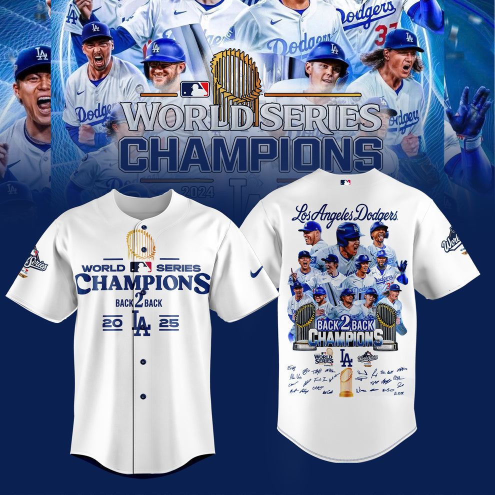 We Rule October LA Dodgers 2025 World Series Champions Baseball Jersey - White - Unisex