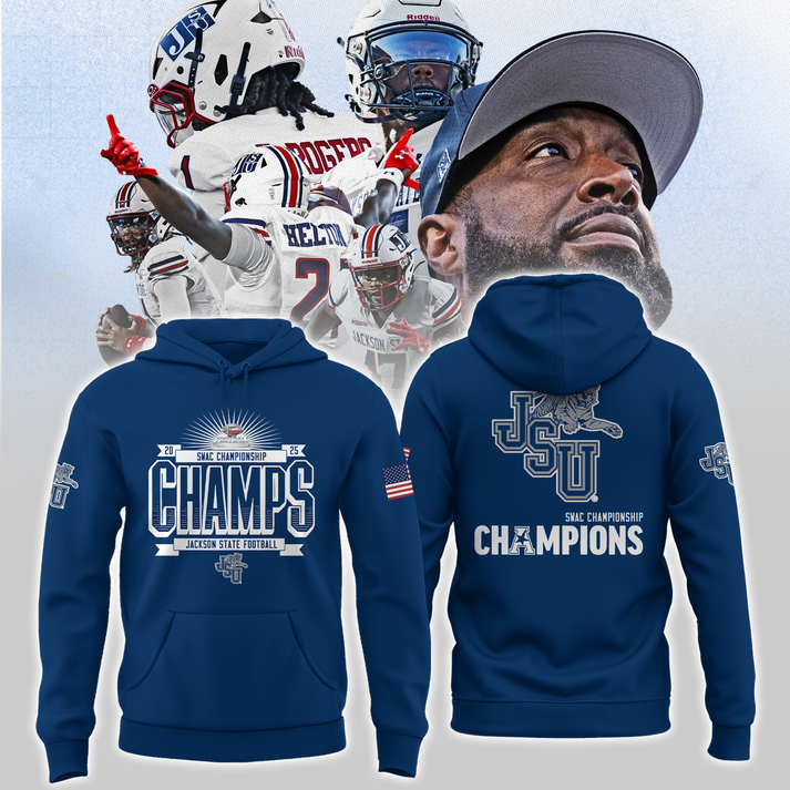 Jackson State Football CUSA Championship Blue Hoodie - JSU Football Champions Hoodie - We are CUSA Champs - Tyche Joy Merch