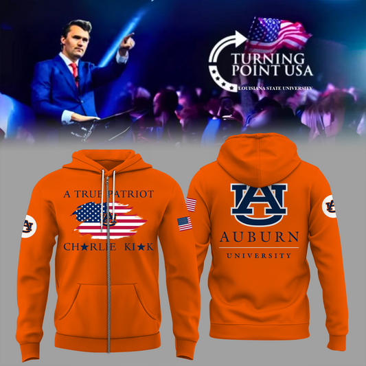 Charlie Kirk Memorial - Auburn University Turning Point USA ZIP Hoodie - Auburn Turning Point Freedom Shirt