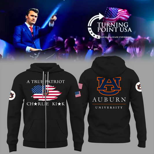 Charlie Kirk Memorial - Auburn University Turning Point USA ZIP Hoodie - Auburn Turning Point Freedom Shirt