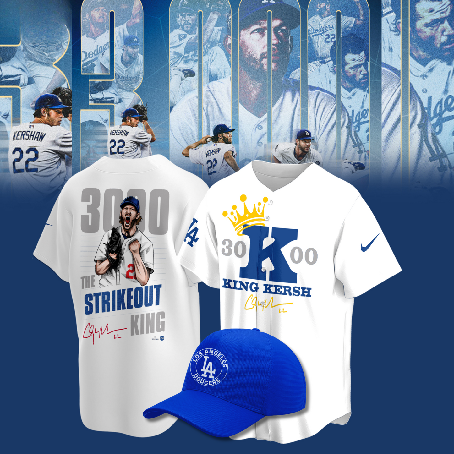 Clayton Kershaw Jersey 3000 Strikeout Club - Los Angeles Dodgers White Baseball Jersey