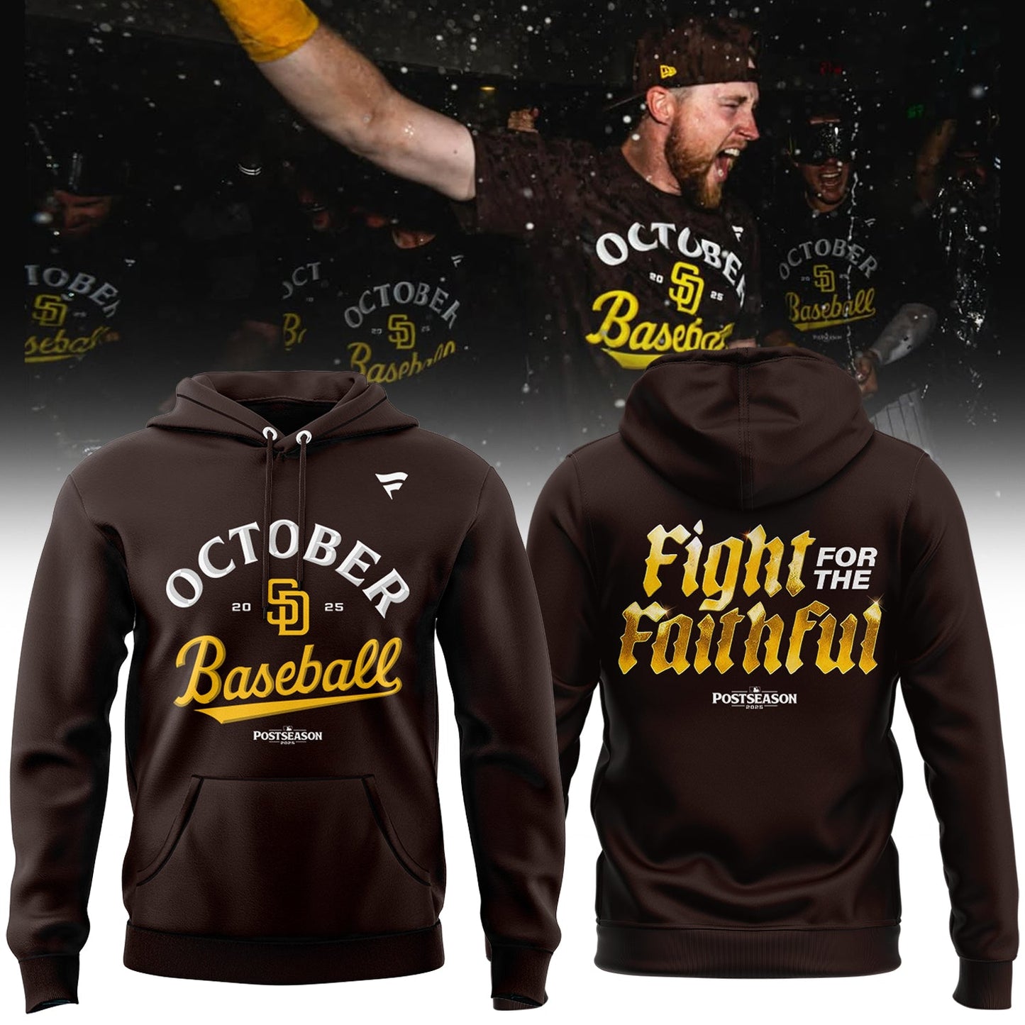 San Diego Padres Brown 2025 Postseason Locker Room Hoodie