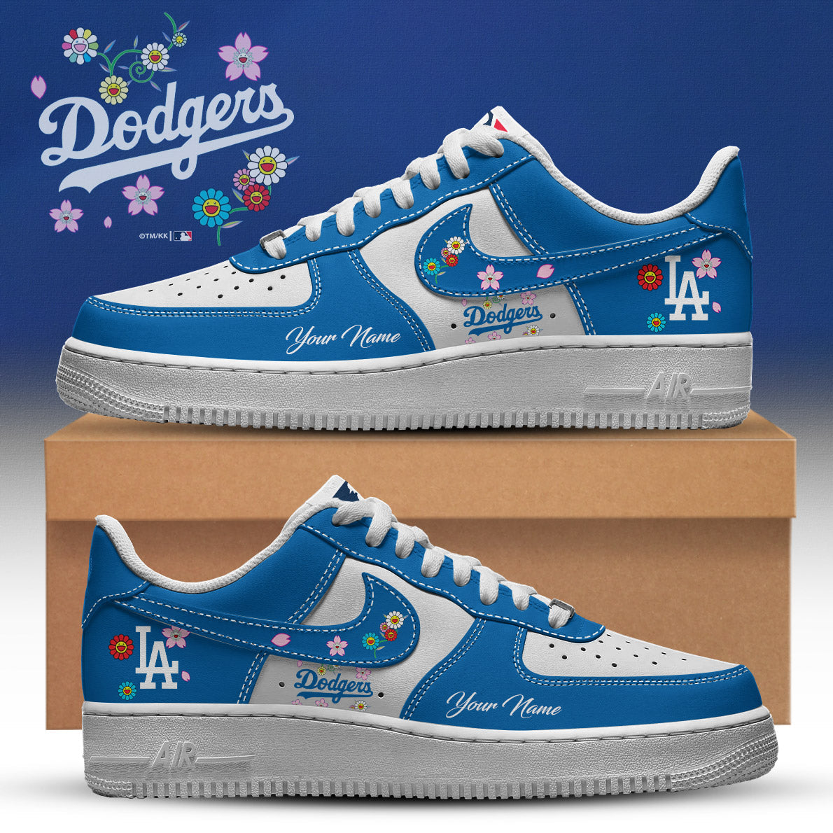 LA Dodgers x Takashi Murakami AF1 Low Top Sneaker 2025 Season Blue-White
