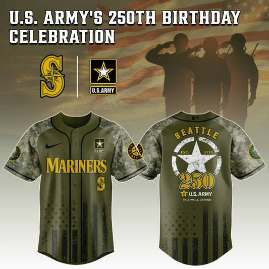 Seattle Mariners x 250 U.S. ARMY Baseball Jersey - Salute to Service