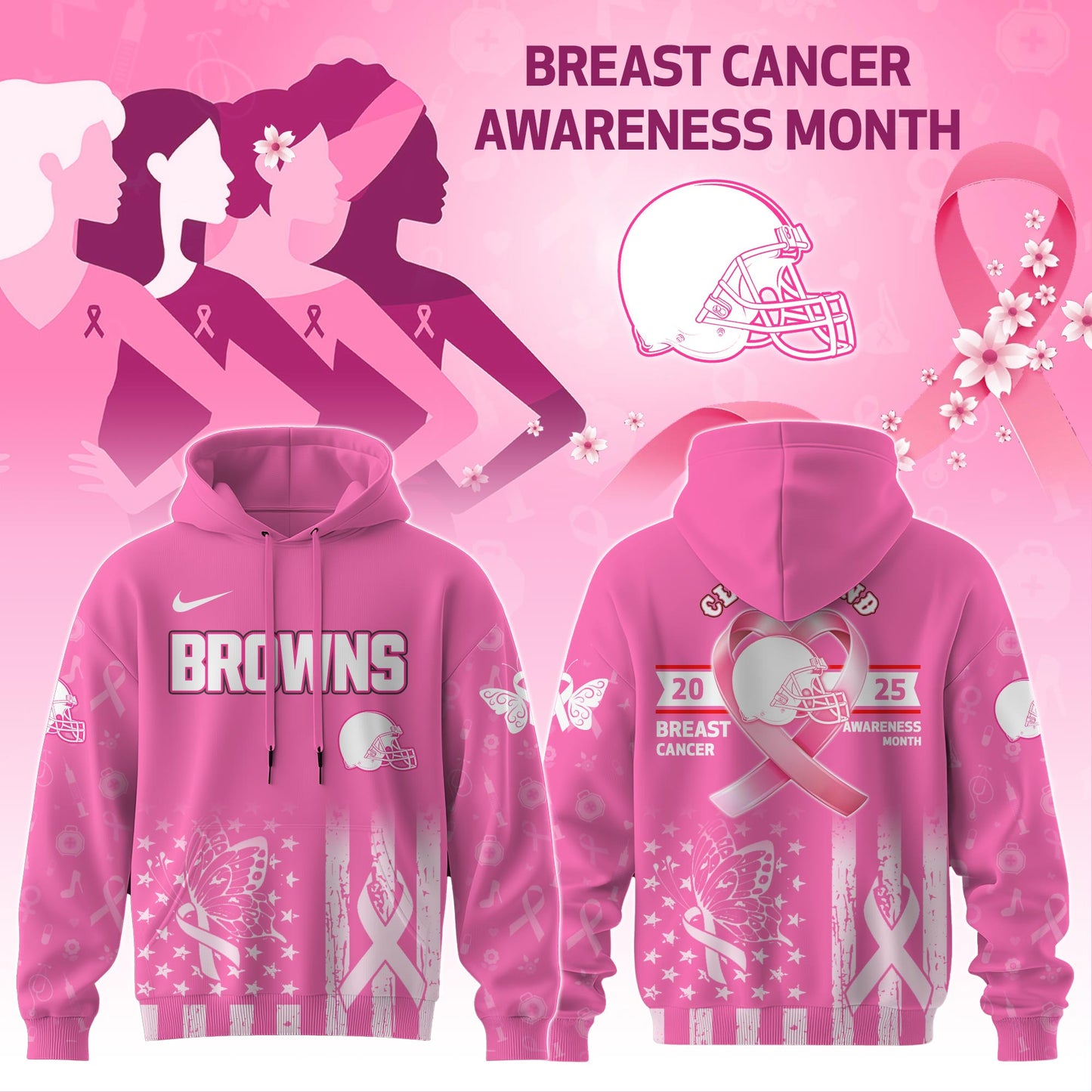 Cleveland Browns Special Breast Cancer Awareness Month Limited Edition Hoodie 2025