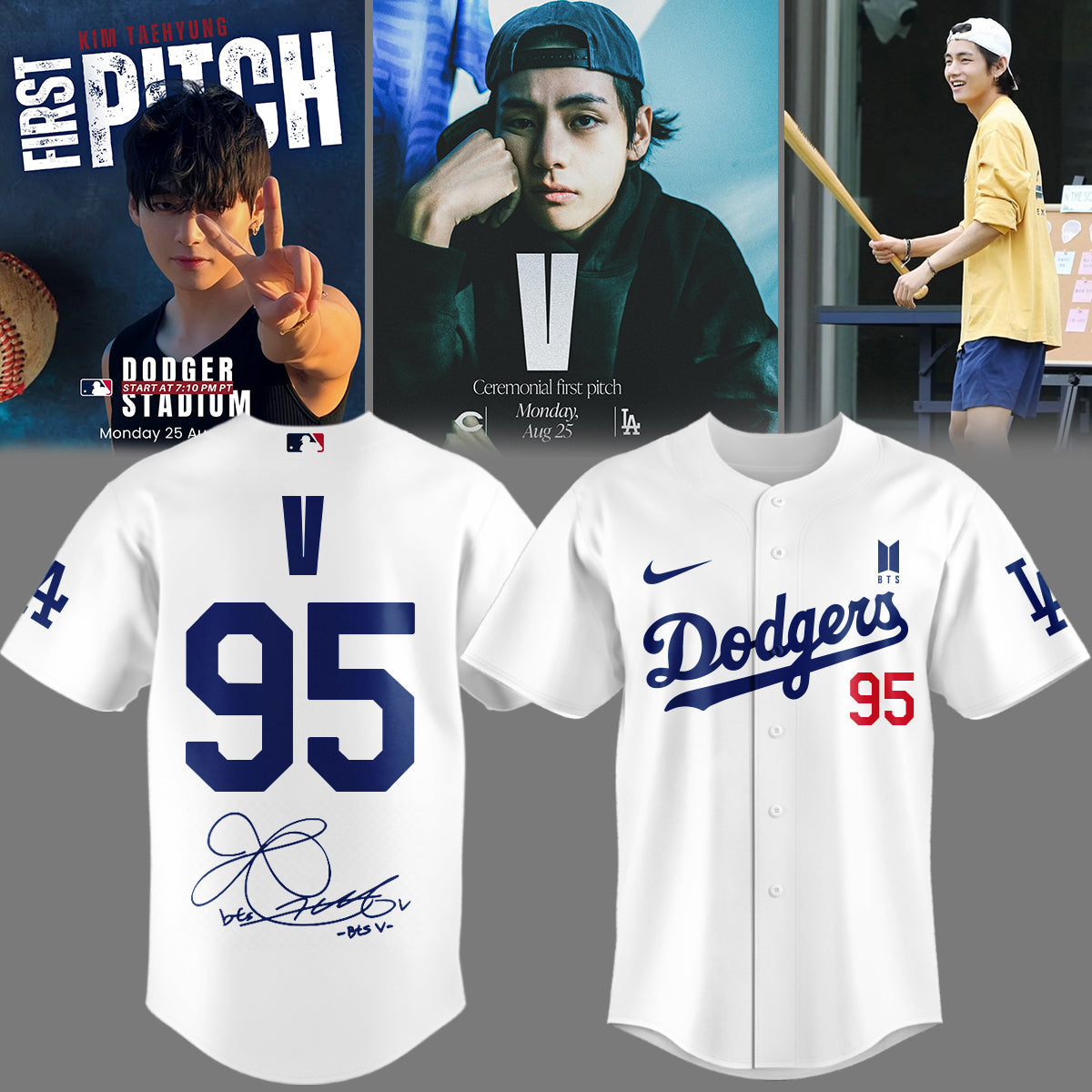 V BTS x Los Angeles Dodgers Jersey Special Version