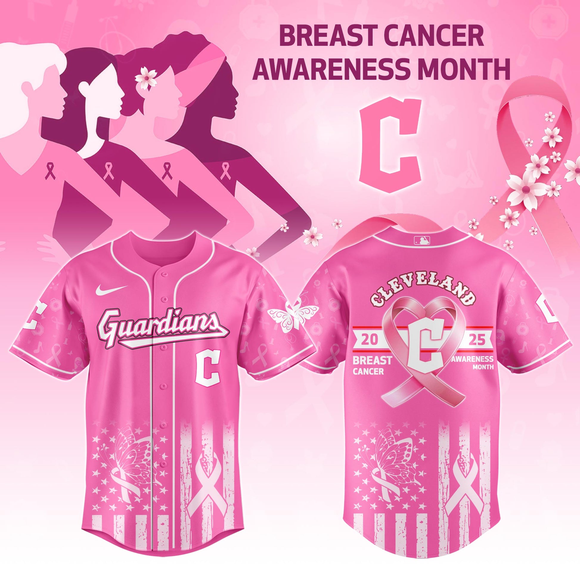 CLE Special Breast Cancer Awareness Month Limited Edition Baseball Jersey