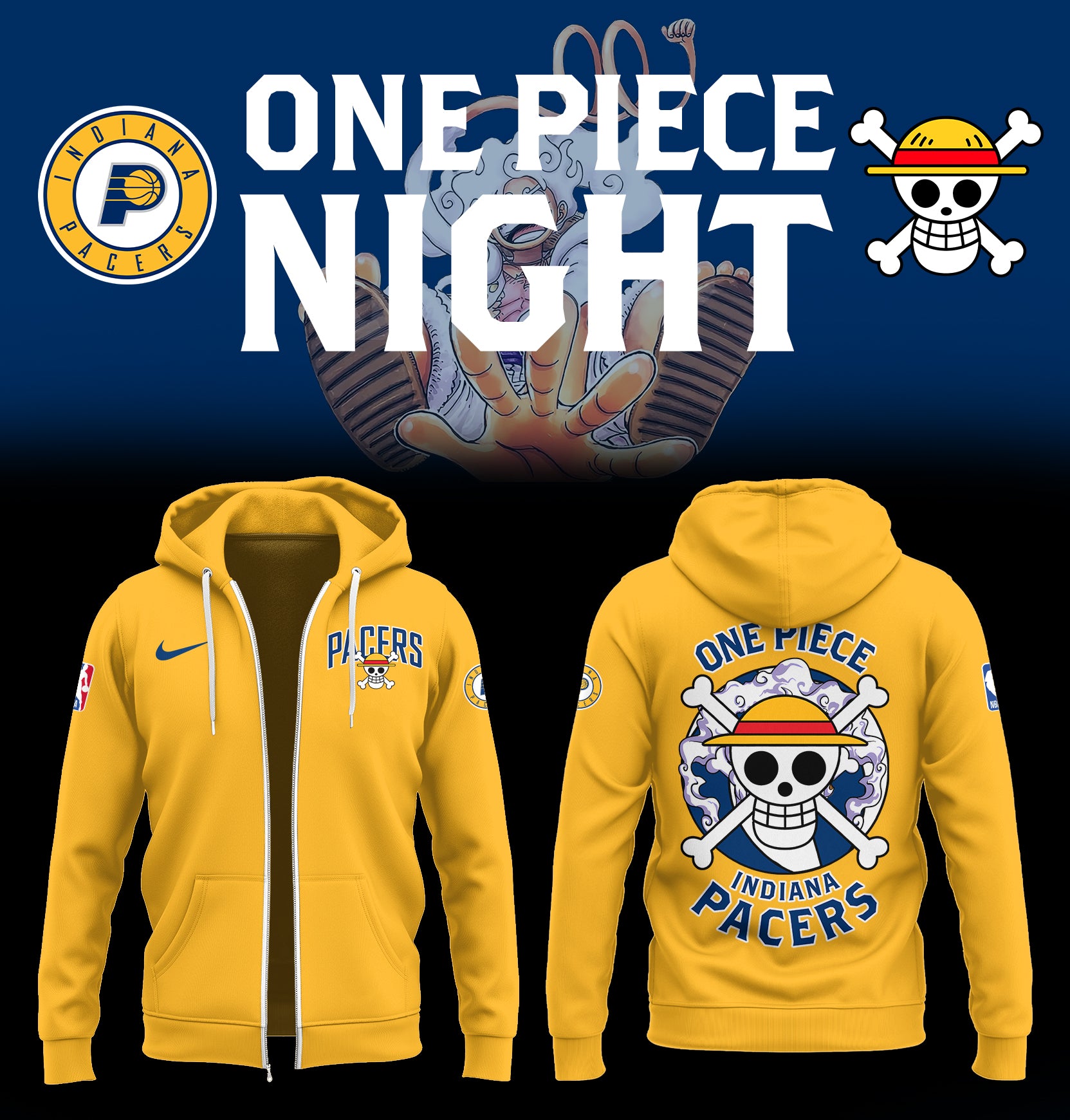 IndianaOne Piece x Indiana Pacers ZIP Hoodie
