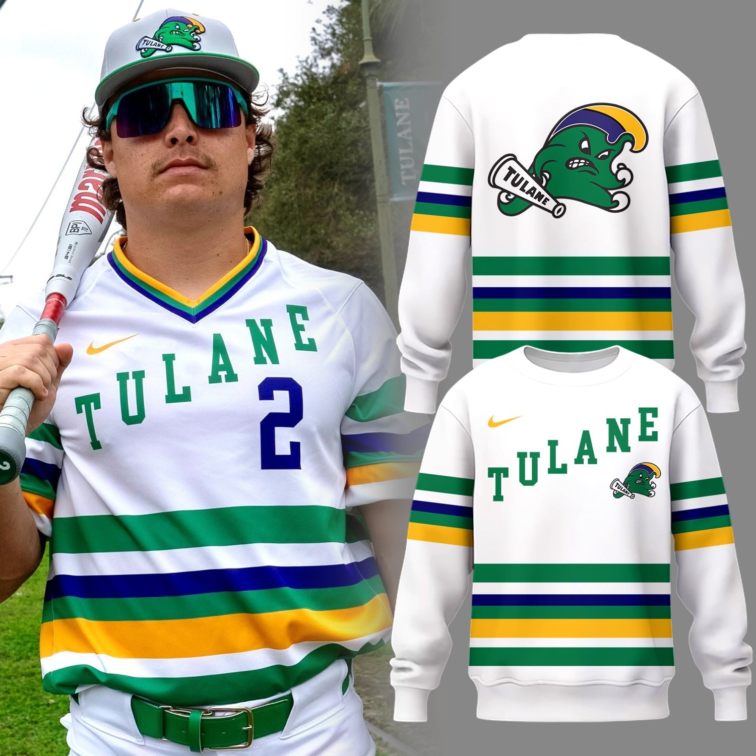 Tulane Baseball 2025 Limited Edition "Mardi Gras 2025" Sweatshirt-PU25021610
