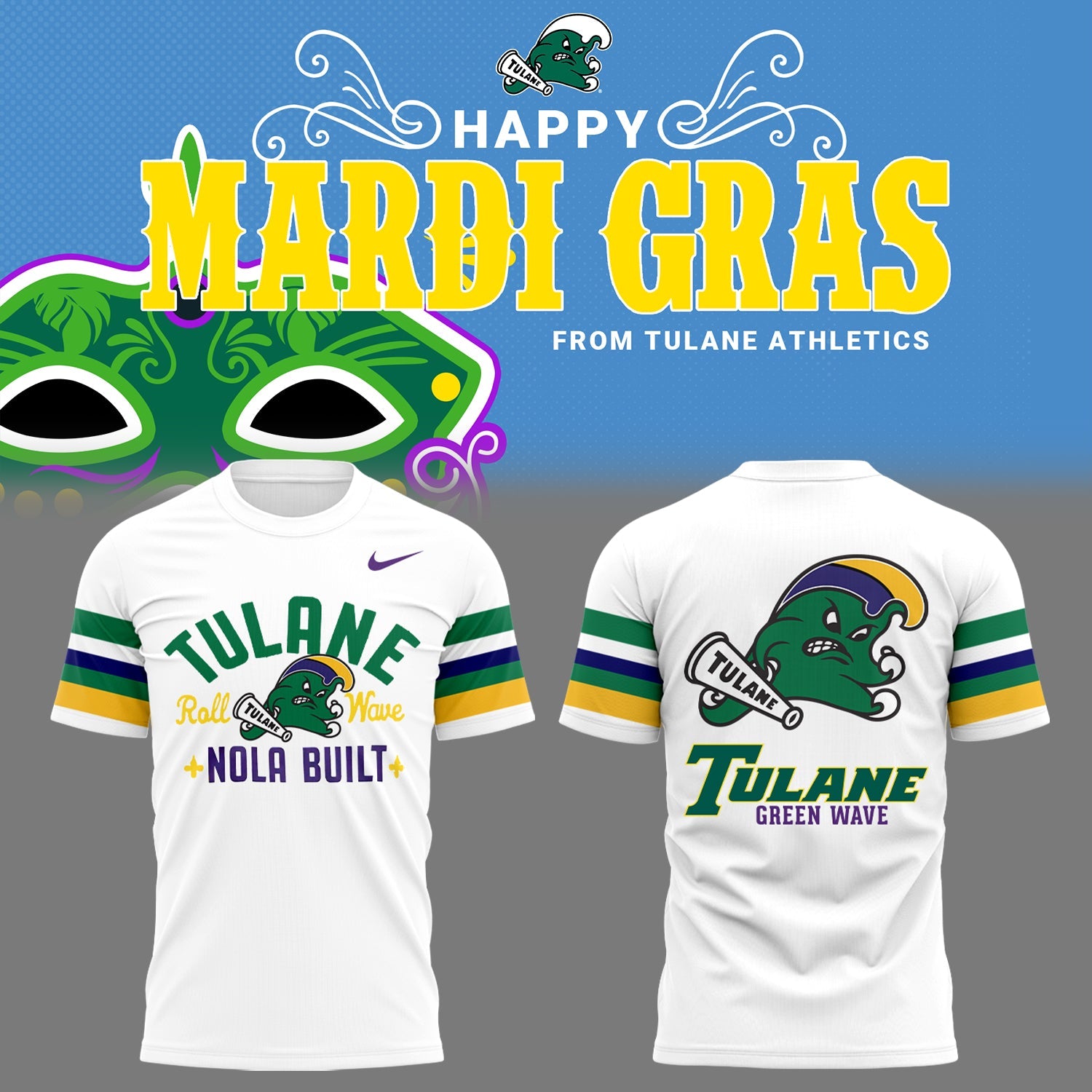 Tulane Baseball 2025 Limited Edition "Mardi Gras 2025" T-Shirt-PU25021612