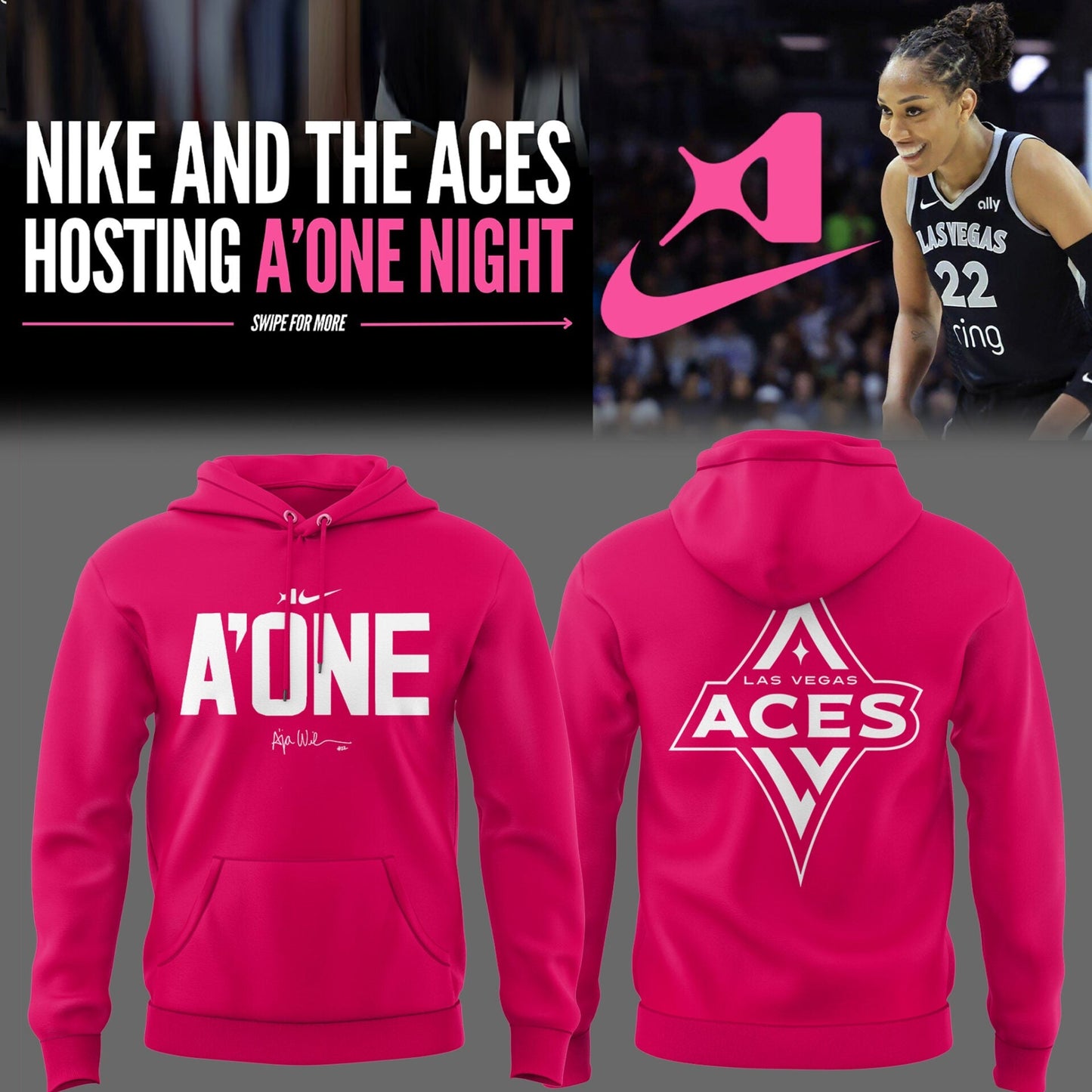 Limited Edition Las Vegas Aces x A' One Night 2025 Hoodie