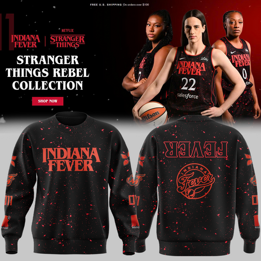 Indiana Fever Stranger Things Rebel Swingman Limited Edition Black Sweatshirt