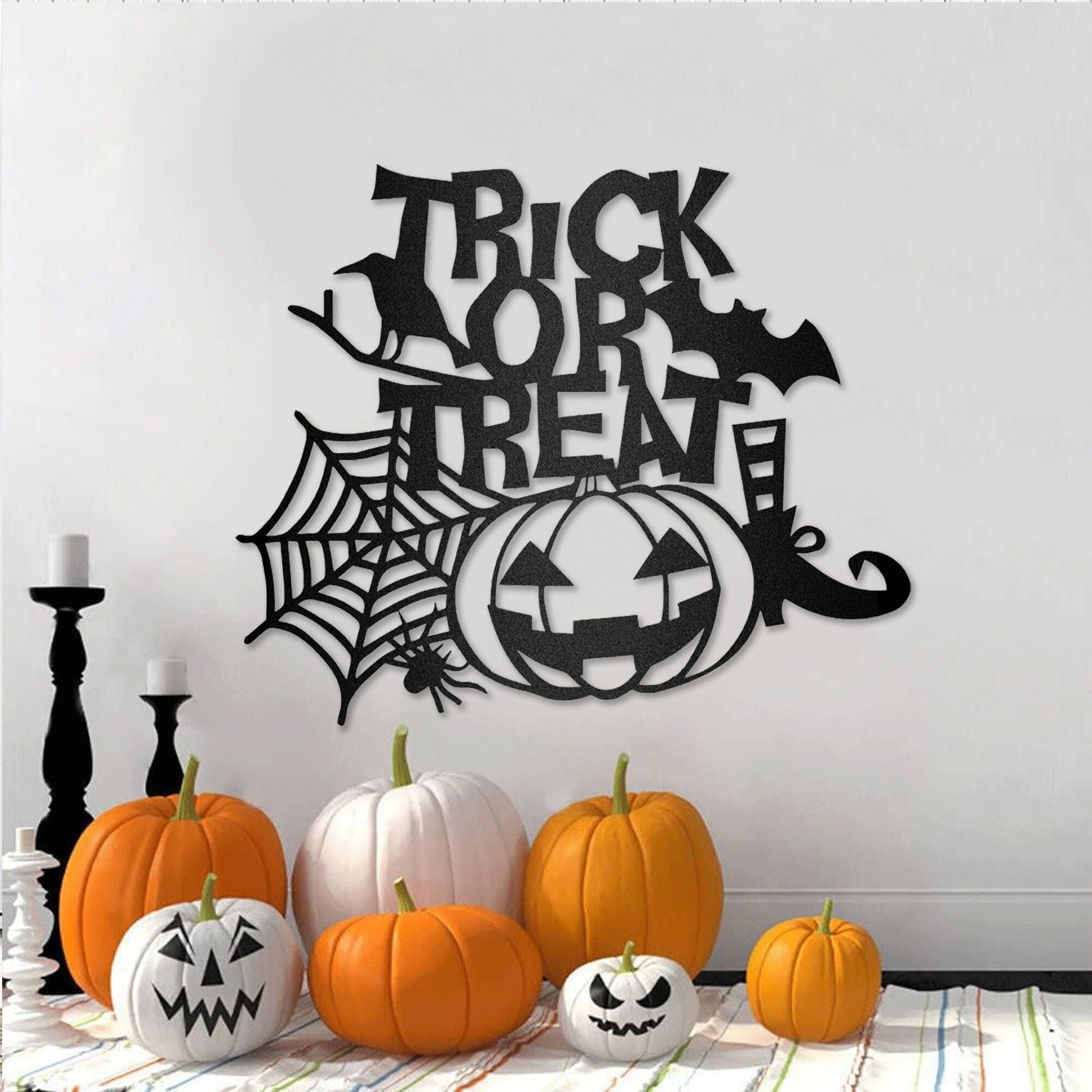 Trick or Treat Metal Wall Art with Perfect for Halloween Decor, Halloween Decorations Outdoor, Metal Halloween With LED, Halloween Gift