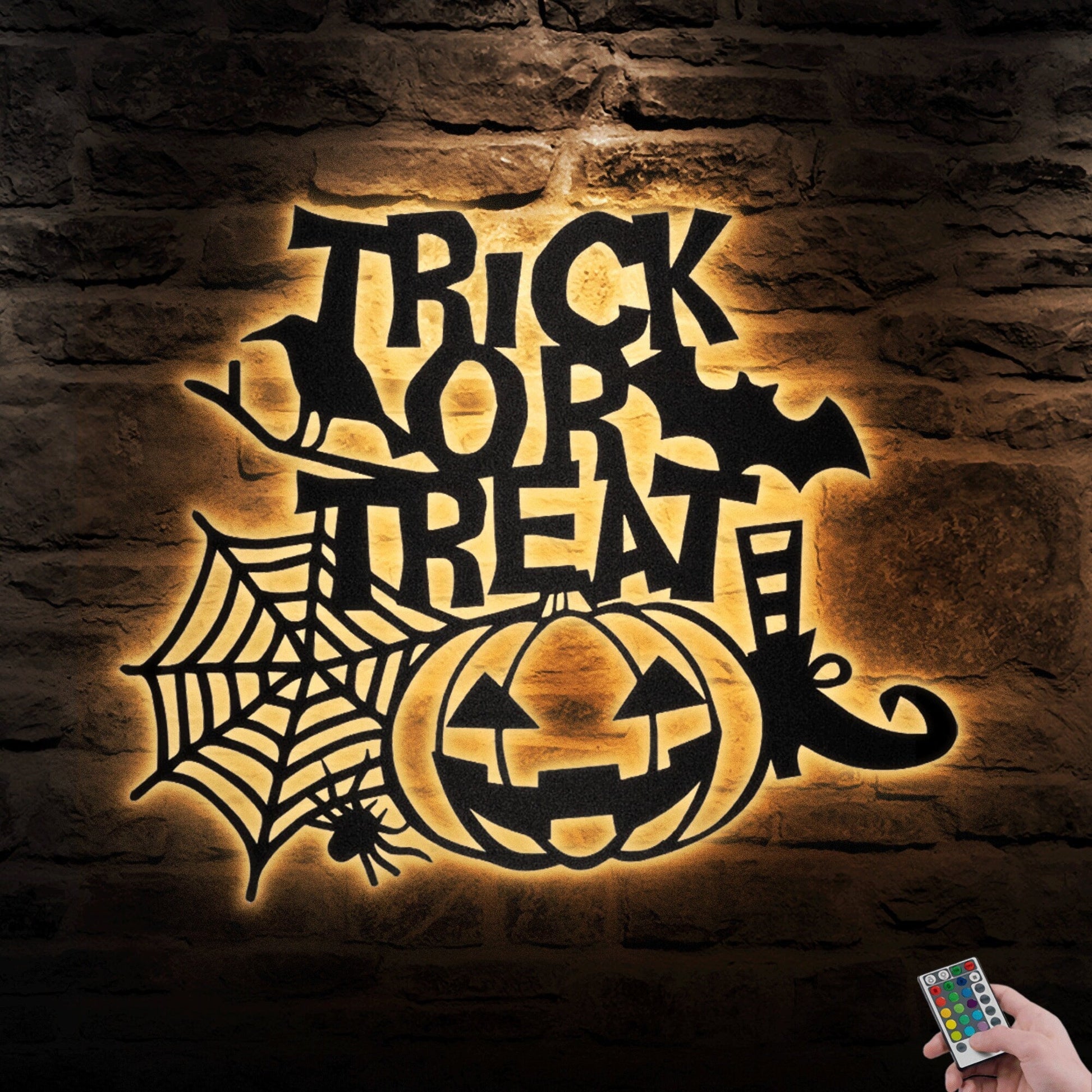Trick or Treat Metal Wall Art with Perfect for Halloween Decor, Halloween Decorations Outdoor, Metal Halloween With LED, Halloween Gift