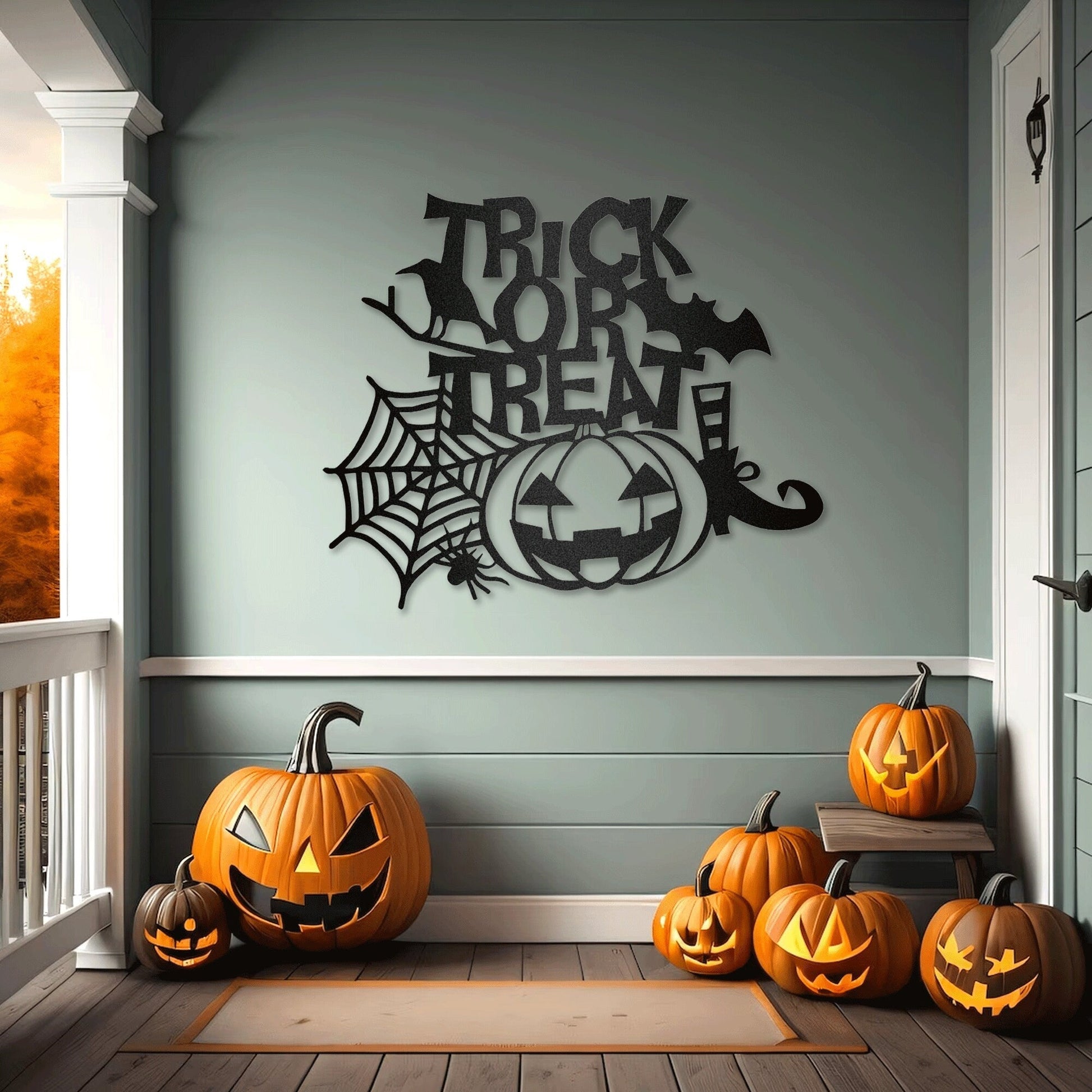 Trick or Treat Metal Wall Art with Perfect for Halloween Decor, Halloween Decorations Outdoor, Metal Halloween With LED, Halloween Gift