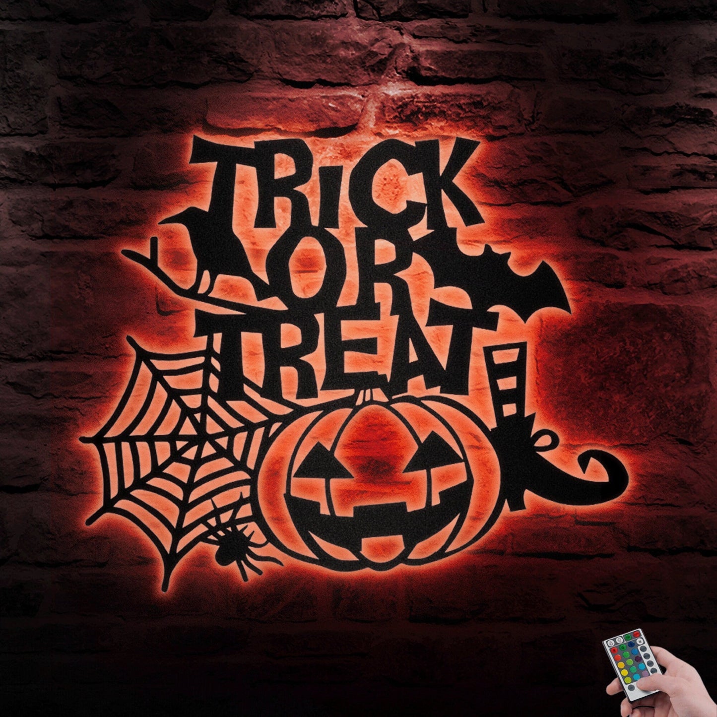 Trick or Treat Metal Wall Art with Perfect for Halloween Decor, Halloween Decorations Outdoor, Metal Halloween With LED, Halloween Gift