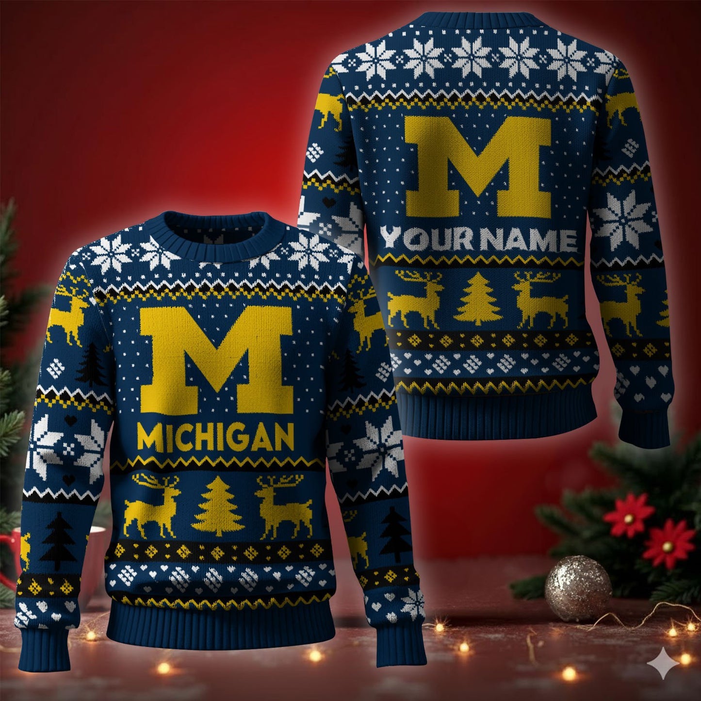 Michigan Wolverines Ugly Christmas Sweater - Cozy & Playful Ugly Sweater Design