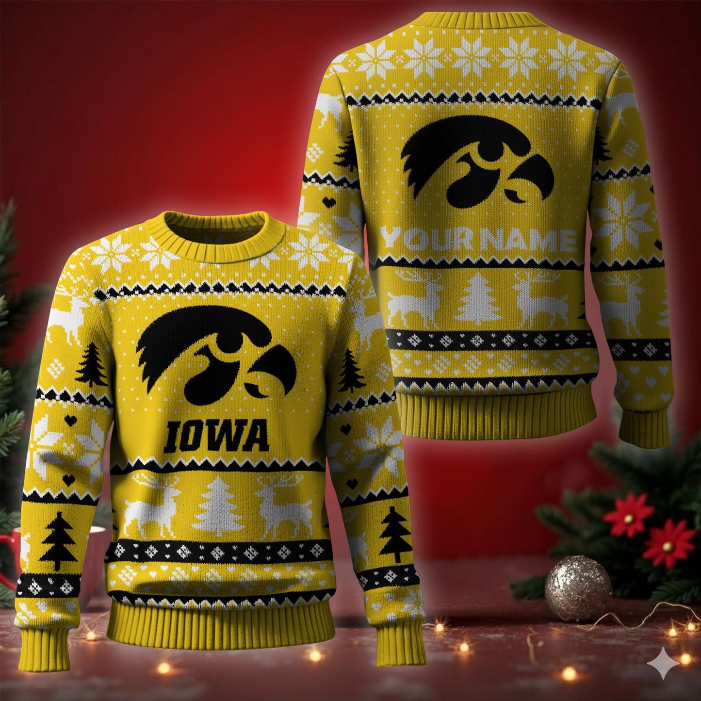 Iowa Hawkeyes Ugly Christmas Sweater - Cozy & Playful Ugly Sweater Design