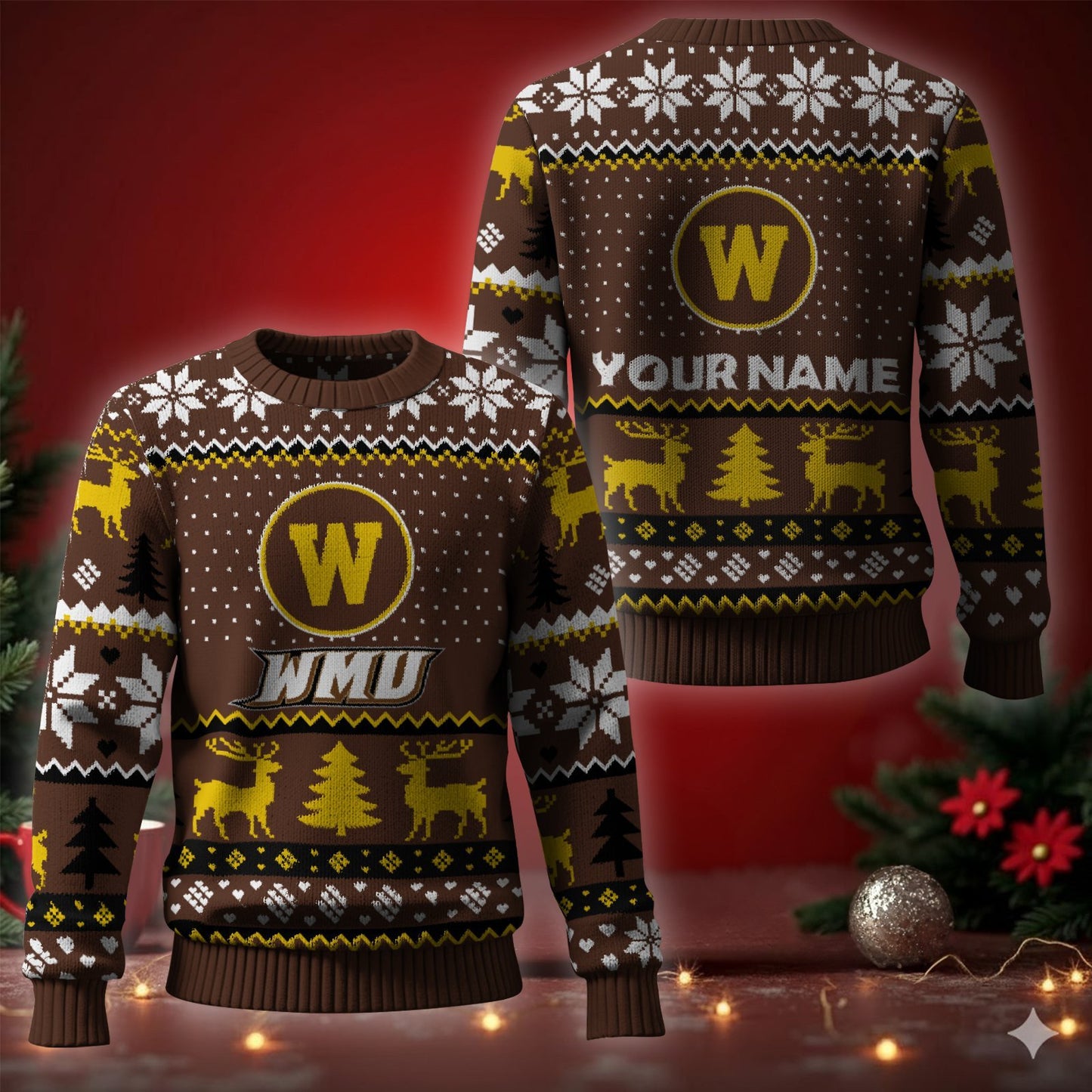 Western Michigan Broncos Ugly Christmas Sweater - Cozy & Playful Ugly Sweater Design