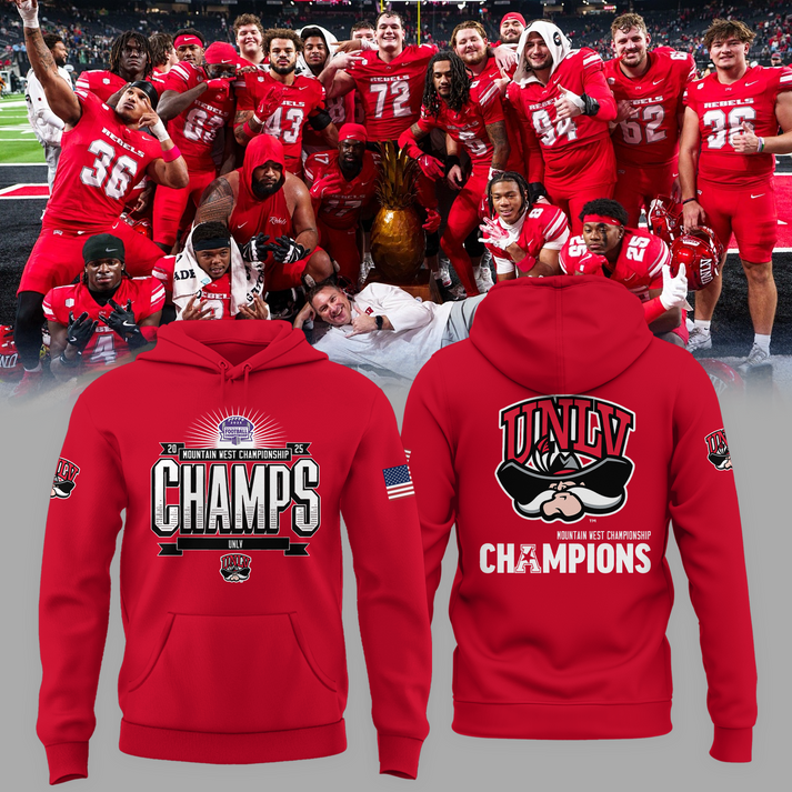 UNLV 2025 Mountain West Championship Red Hoodie - UNLV Football Champions Hoodie