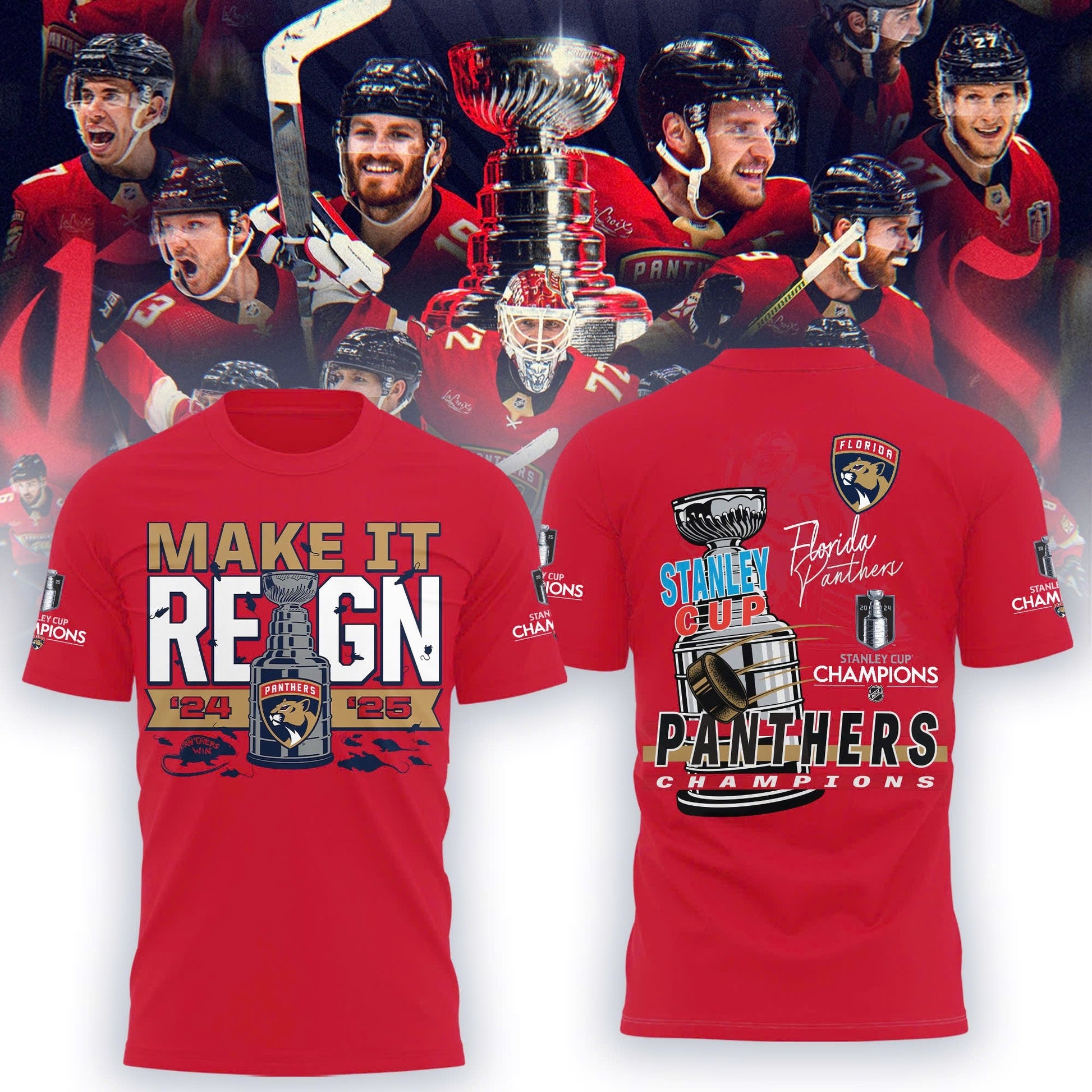 Special Edition Florida Panthers Back-To-Back Stanley Cup Champions T-Shirt 2025