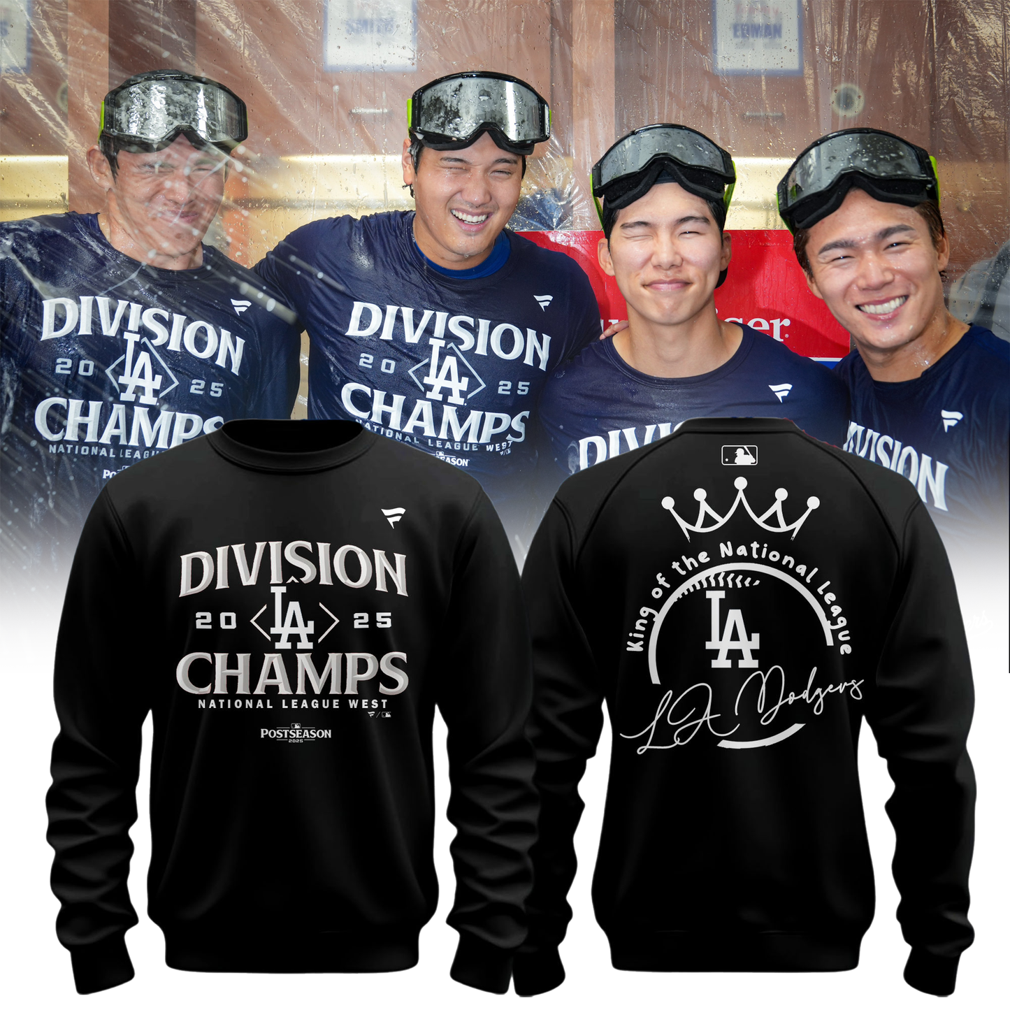 Los Angeles Dodgers 2025 NL West Division Champions Sweatshirt- LA Dodgers Champions Merch