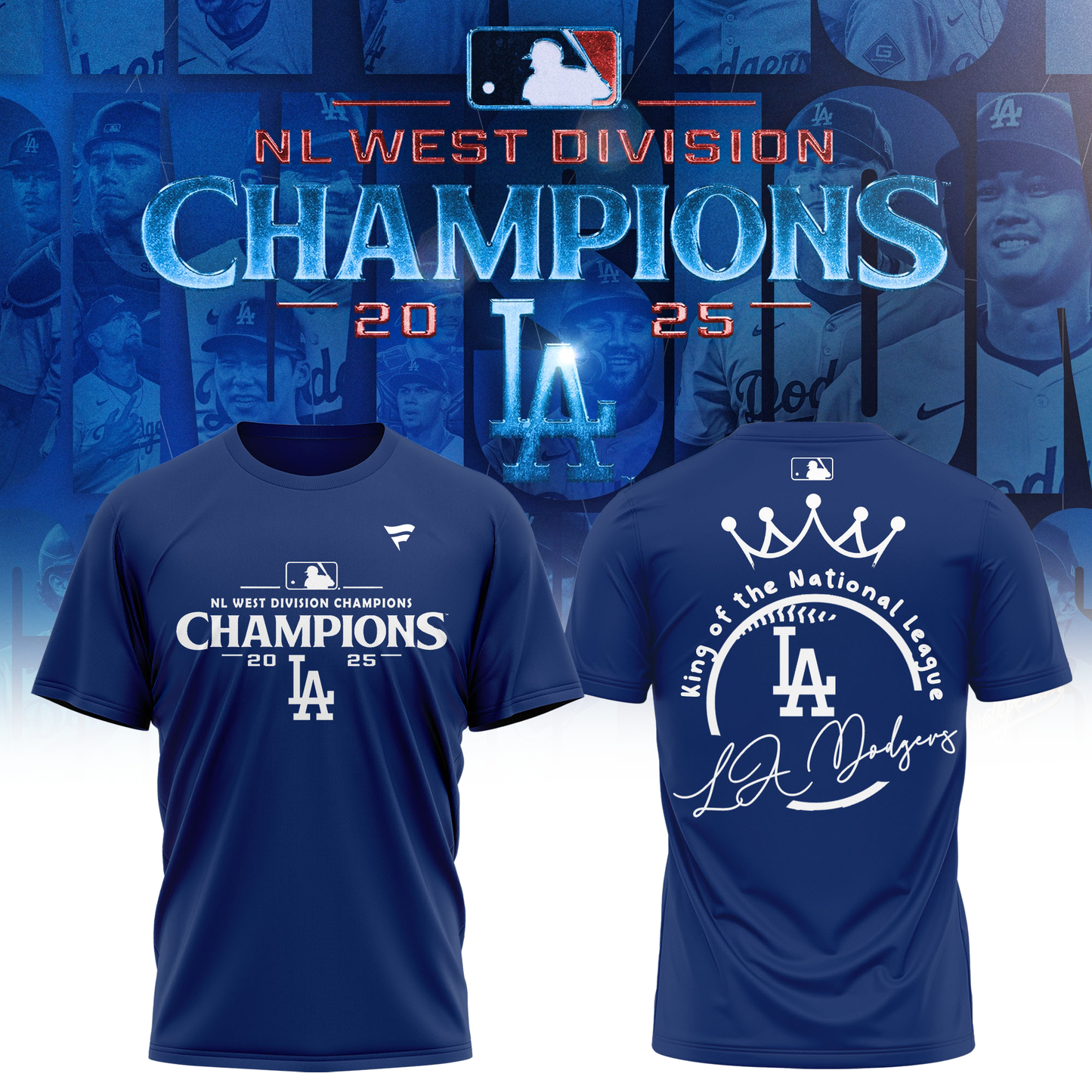 Los Angeles Dodgers 2025 NL West Division Champions T-Shirt- LA Dodgers Champions Merch