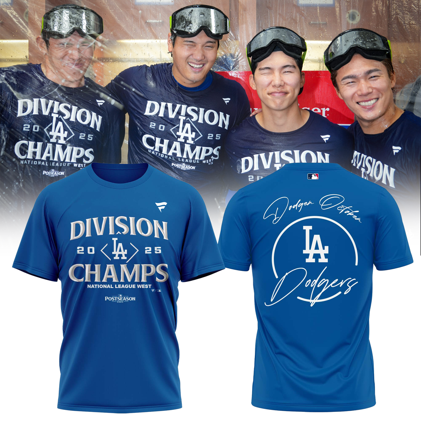 Los Angeles Dodgers 2025 NL West Division Champions T-Shirt- LA Dodgers Champions Merch