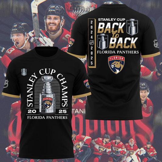 Special Edition Florida Panthers Back-To-Back Stanley Cup Champions T-Shirt 2025