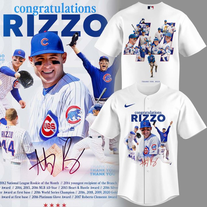 Chicago Cubs Legend Anthony Rizzo Baseball Jersey Thank You Rizz