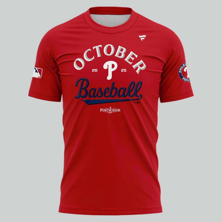 Special New "Built For Fall" 2025 Postseason Clinched Uniform Philadelphia Phillies Red T-Shirt