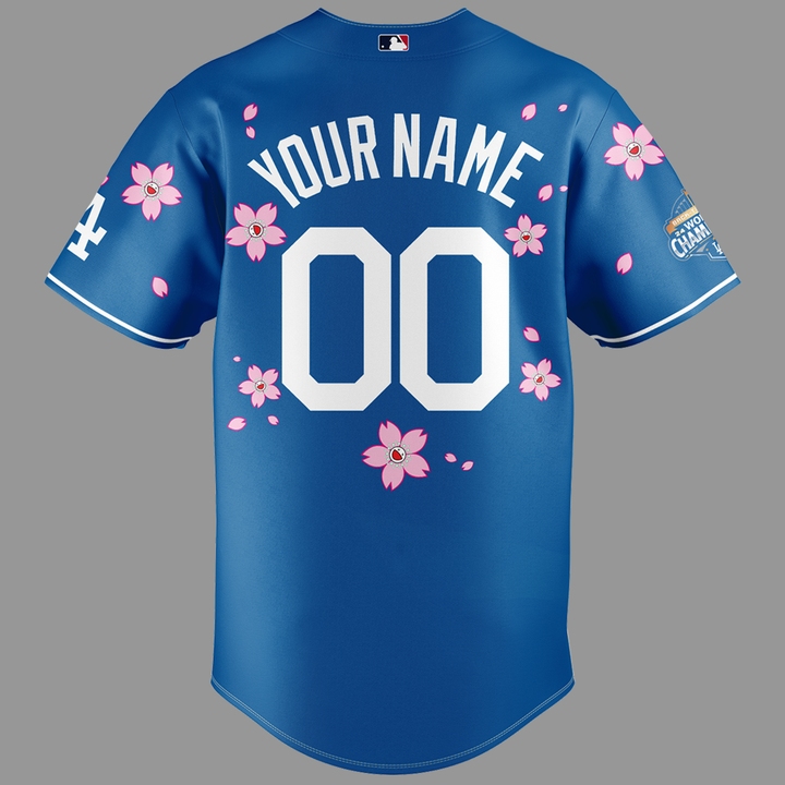 Los Angeles Dodgers x Takashi Murakami WORLD SERIES CHAMPION 2025 Blue Baseball Jersey