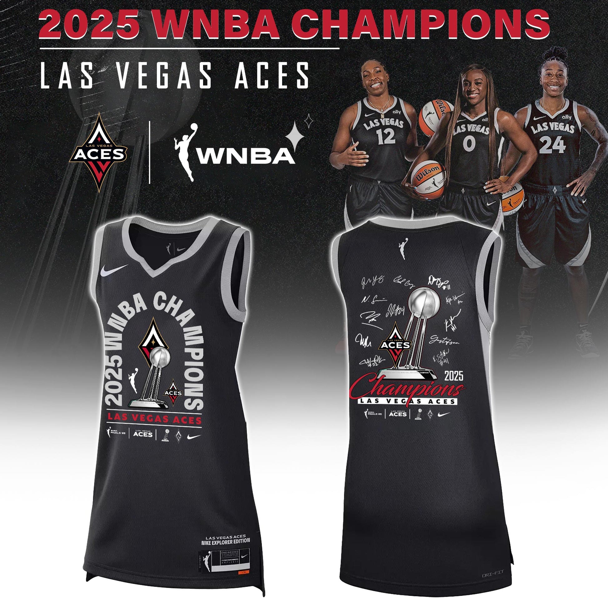 Las Vegas Aces 2025 WNBA Champions Basketball Jersey