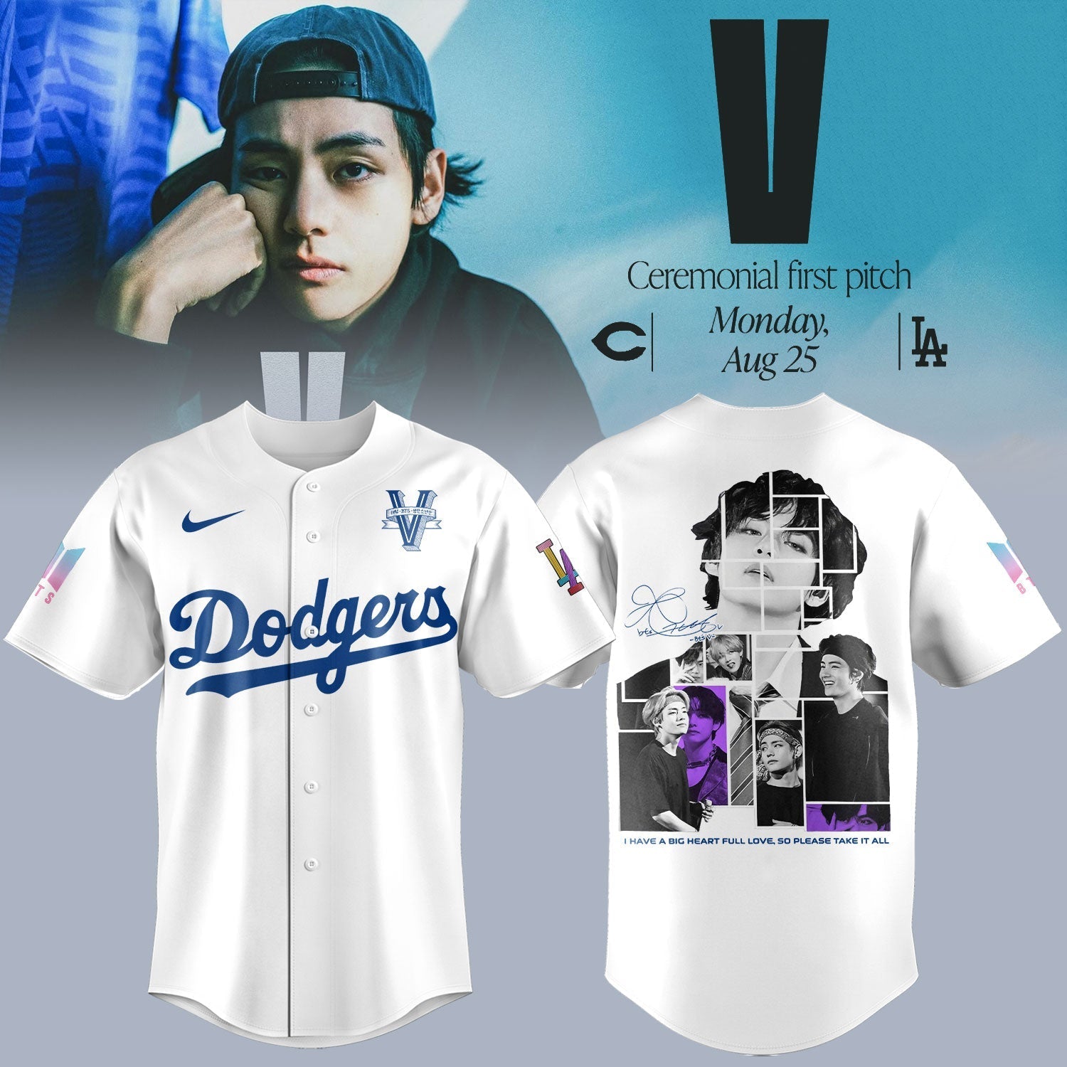 V BTS x Los Angeles Dodgers Jersey Special Version