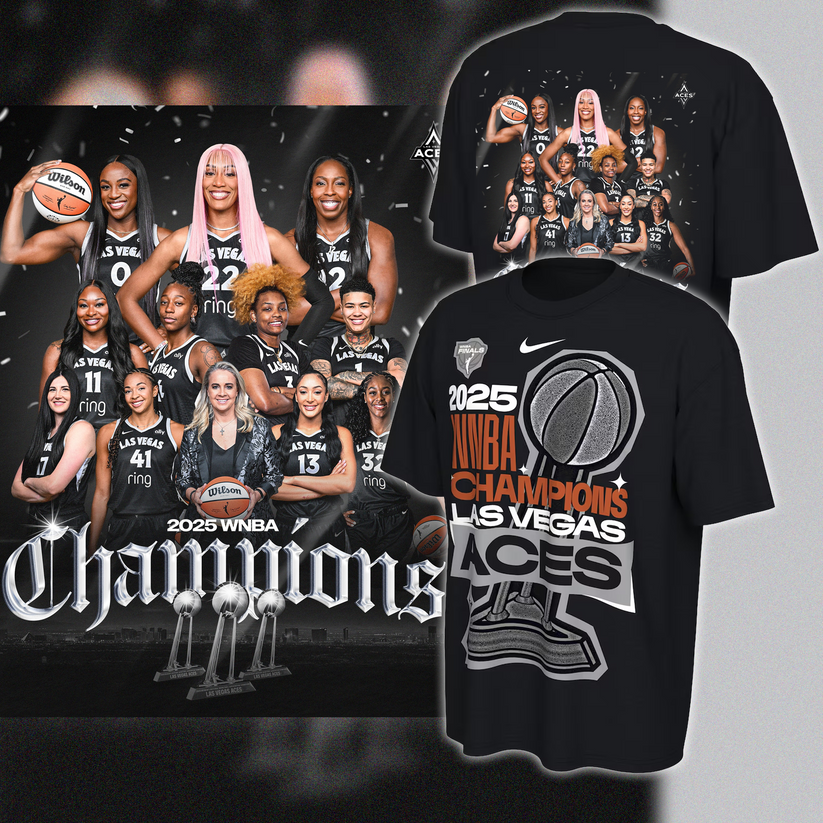 Exclusive Release T-Shirt Las Vegas Aces 2025 WNBA Finals Champions 2-Side Black