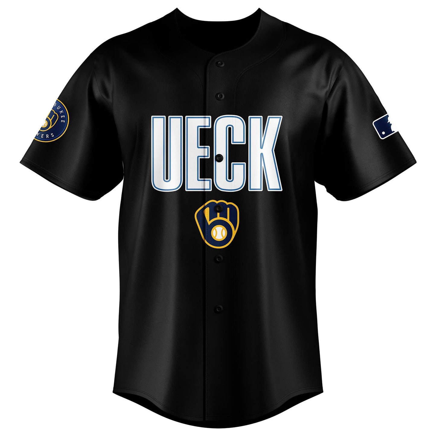 "Mr Baseball" Bob Uecker Baseball Tribute Baseball Milwaukee Brewers Jersey Black