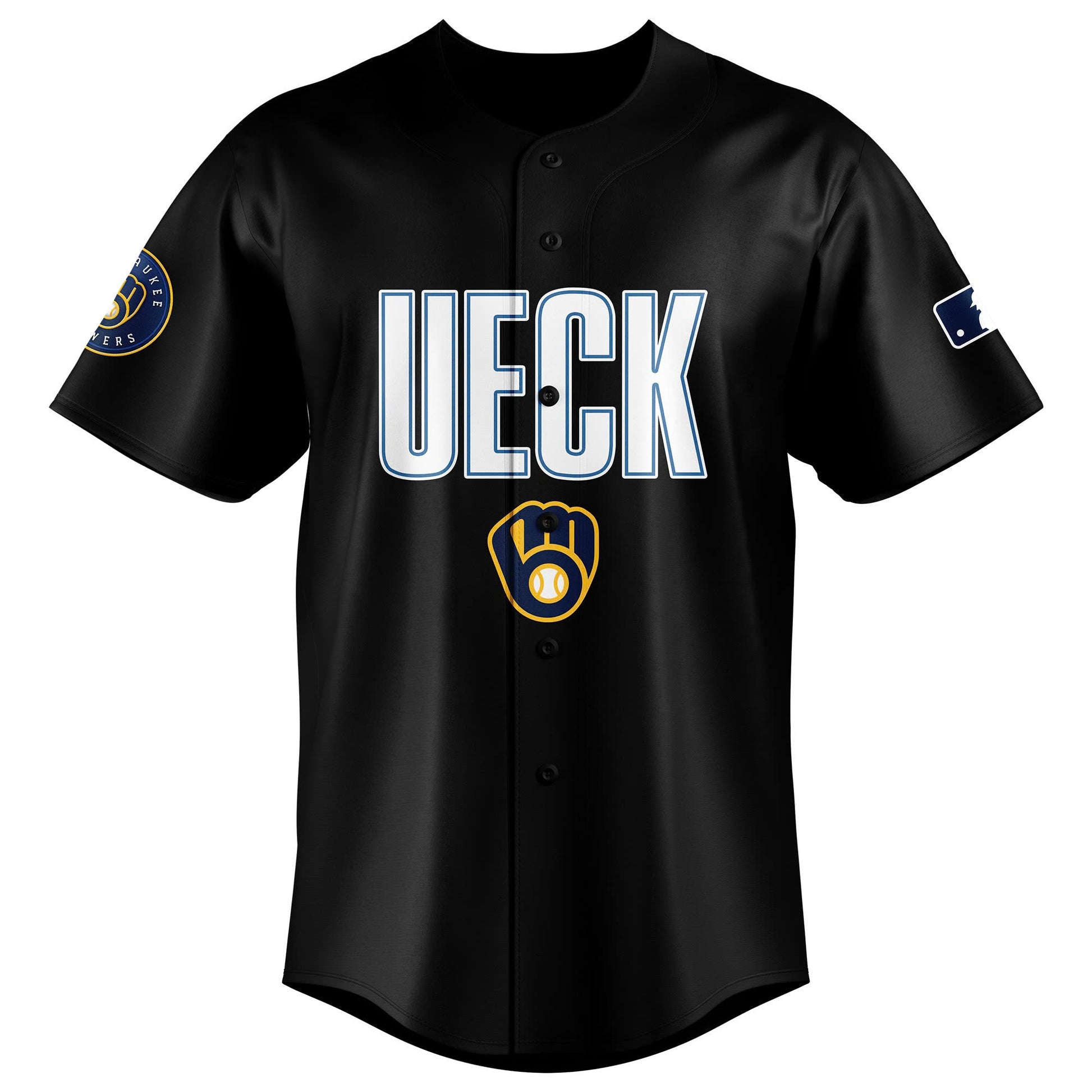 "Mr Baseball" Bob Uecker Baseball Tribute Baseball Milwaukee Brewers Jersey Black