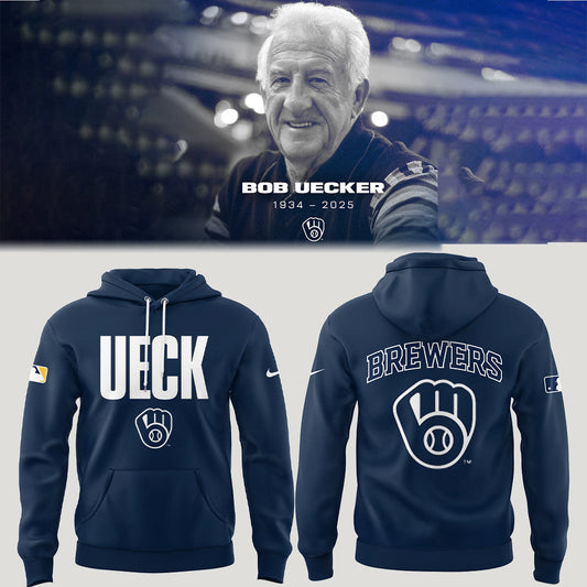 "Mr Baseball" Bob Uecker Baseball Tribute Milwaukee Brewers combo unisex Hoodie + jogger + cap