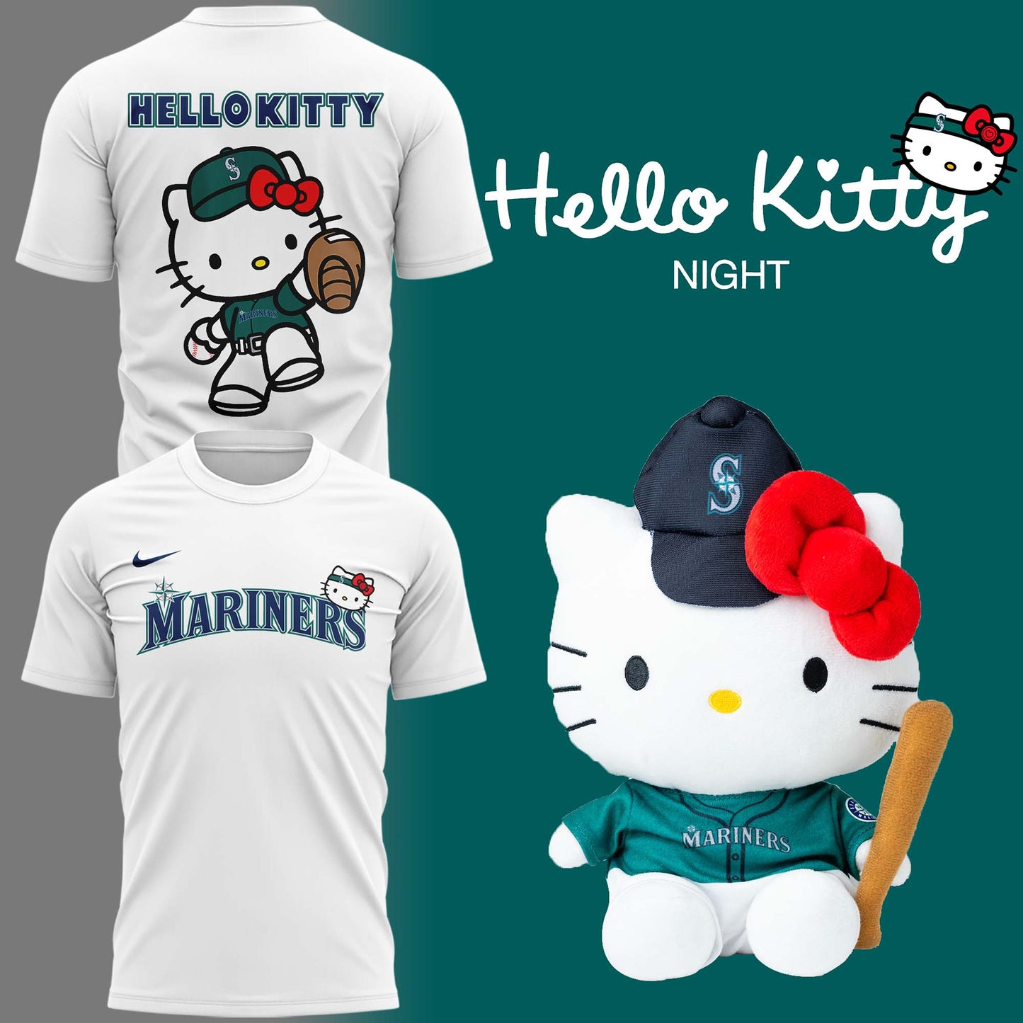 Special Edition Seattle Mariners Hello Kitty T-shirt